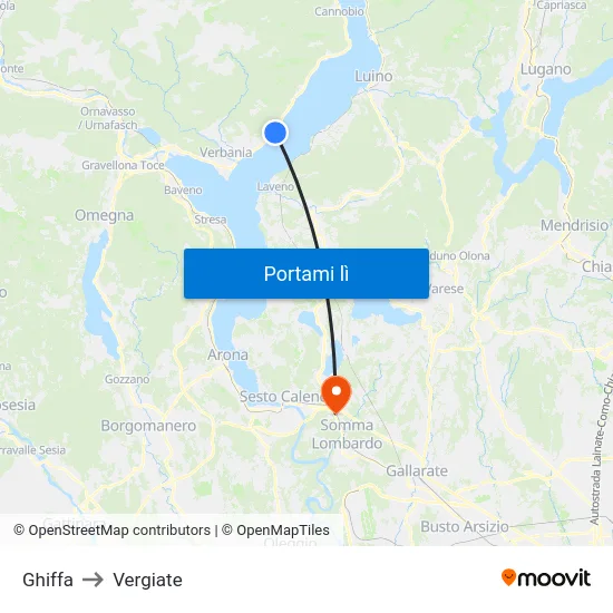 Ghiffa to Vergiate map