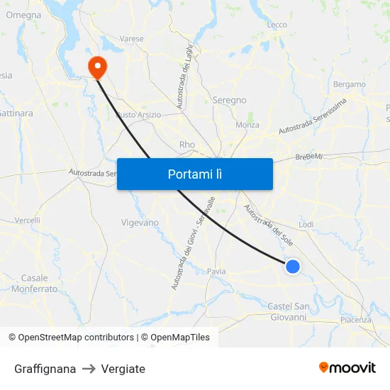 Graffignana to Vergiate map