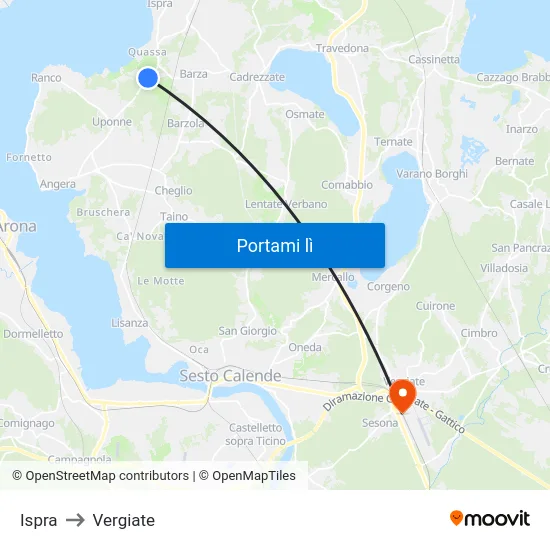 Ispra to Vergiate map