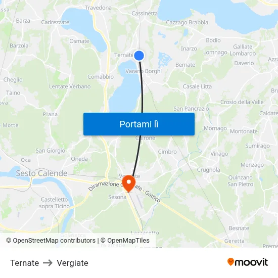 Ternate to Vergiate map