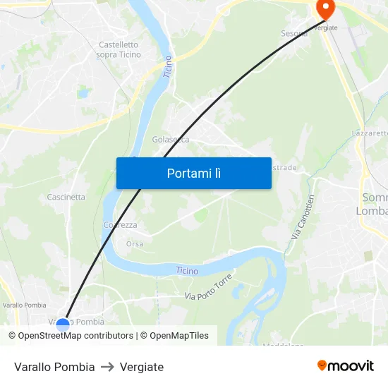 Varallo Pombia to Vergiate map
