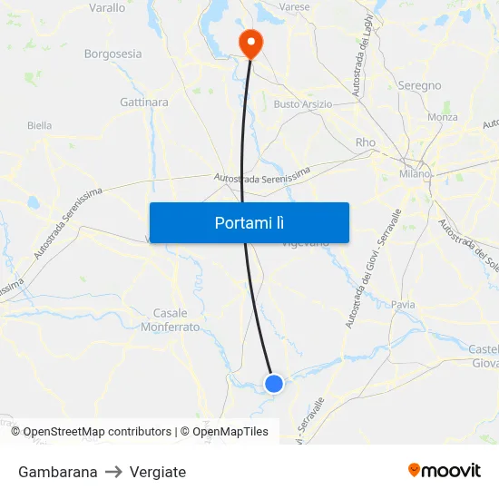 Gambarana to Vergiate map