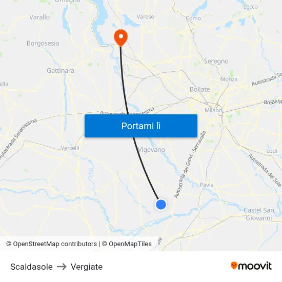 Scaldasole to Vergiate map