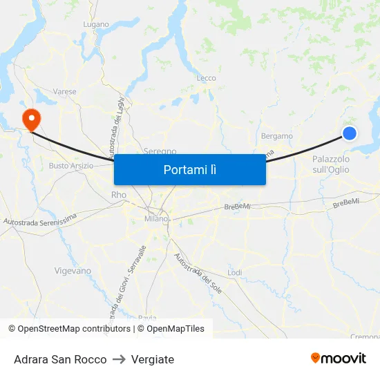 Adrara San Rocco to Vergiate map