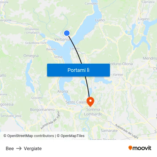 Bee to Vergiate map