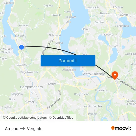 Ameno to Vergiate map