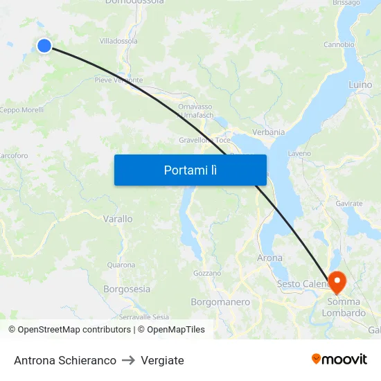 Antrona Schieranco to Vergiate map