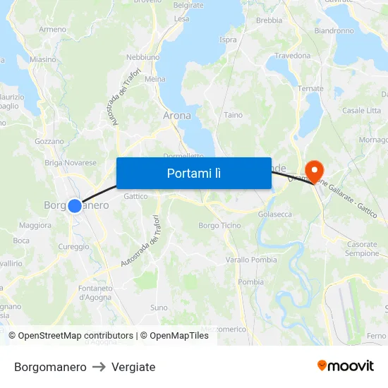 Borgomanero to Vergiate map