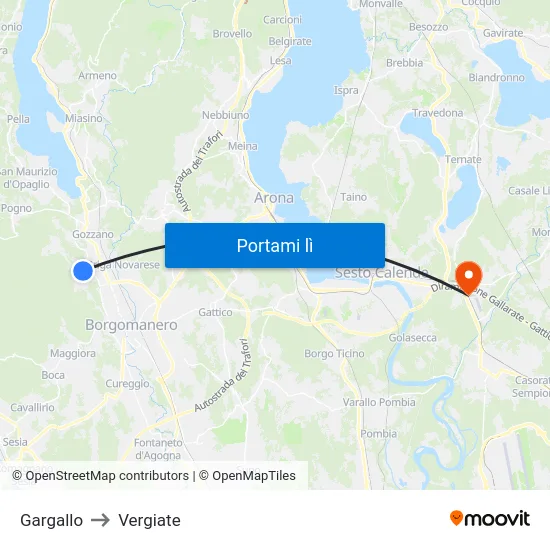 Gargallo to Vergiate map