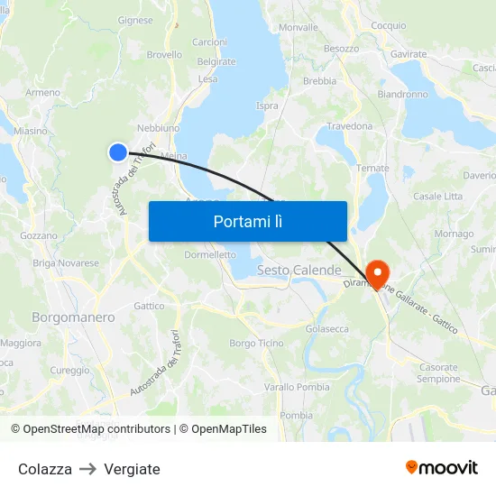 Colazza to Vergiate map