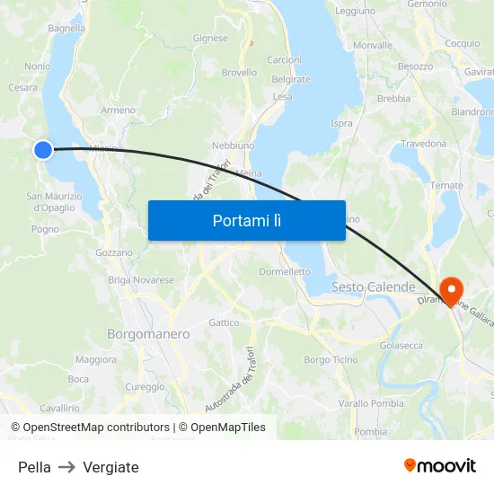 Pella to Vergiate map