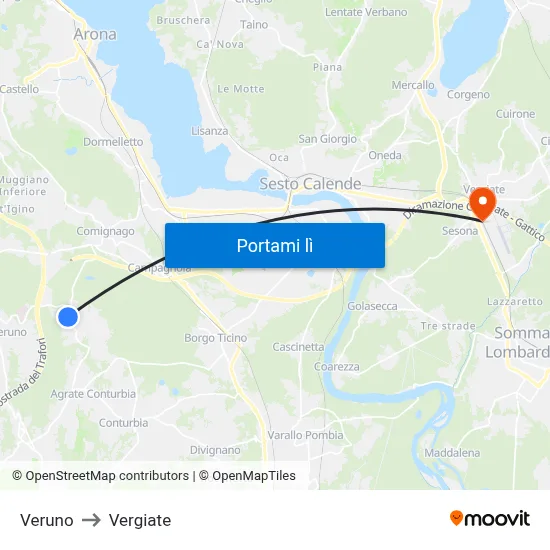 Veruno to Vergiate map