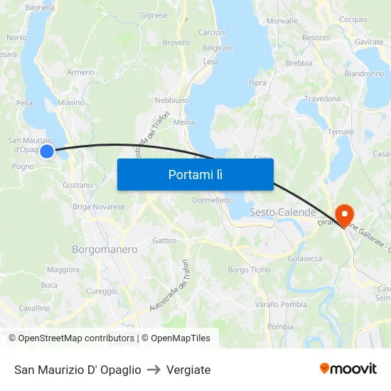 San Maurizio D' Opaglio to Vergiate map