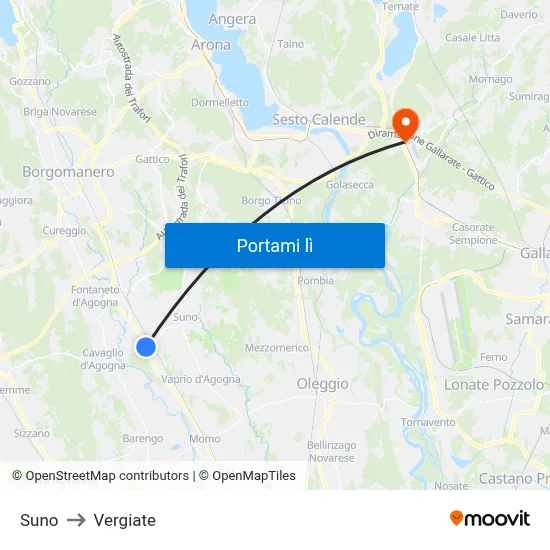 Suno to Vergiate map