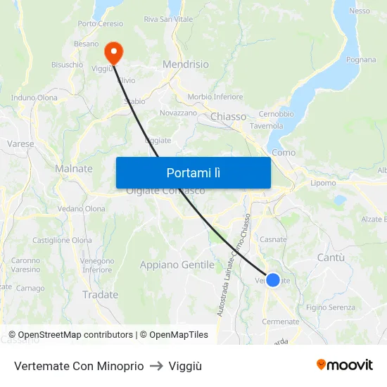 Vertemate Con Minoprio to Viggiù map