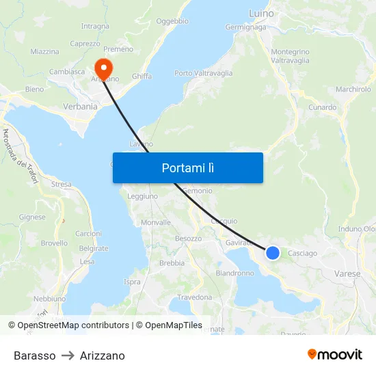 Barasso to Arizzano map