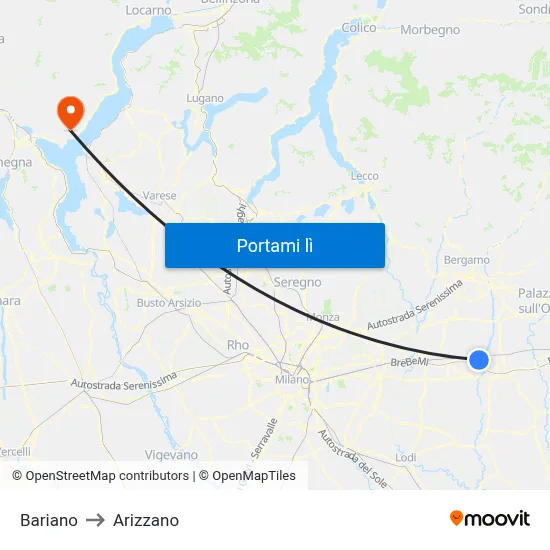 Bariano to Arizzano map
