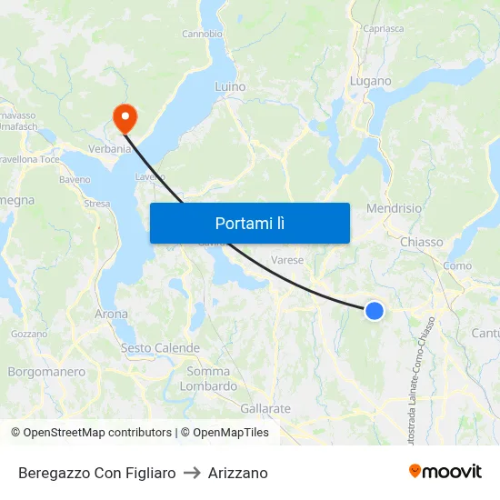 Beregazzo Con Figliaro to Arizzano map