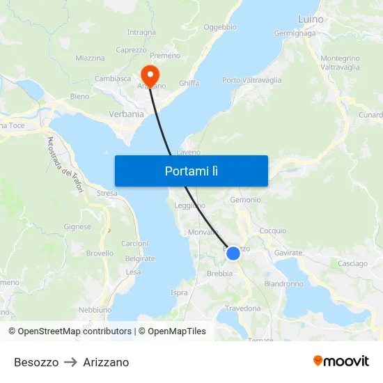 Besozzo to Arizzano map