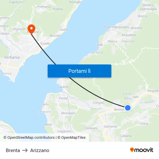 Brenta to Arizzano map