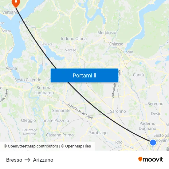 Bresso to Arizzano map