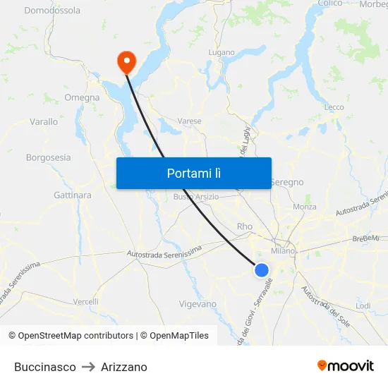 Buccinasco to Arizzano map