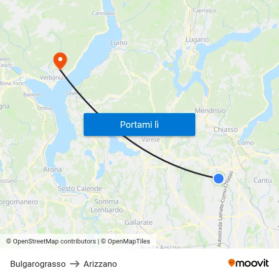 Bulgarograsso to Arizzano map