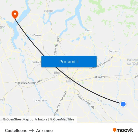 Castelleone to Arizzano map