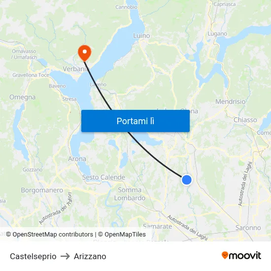 Castelseprio to Arizzano map