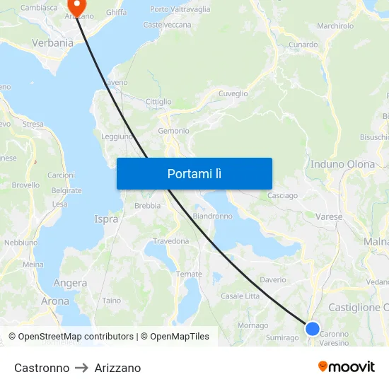 Castronno to Arizzano map