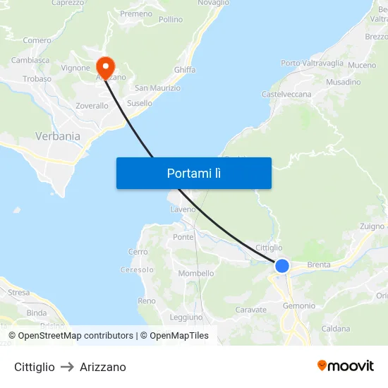 Cittiglio to Arizzano map