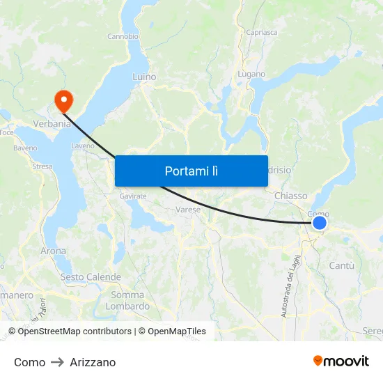 Como to Arizzano map