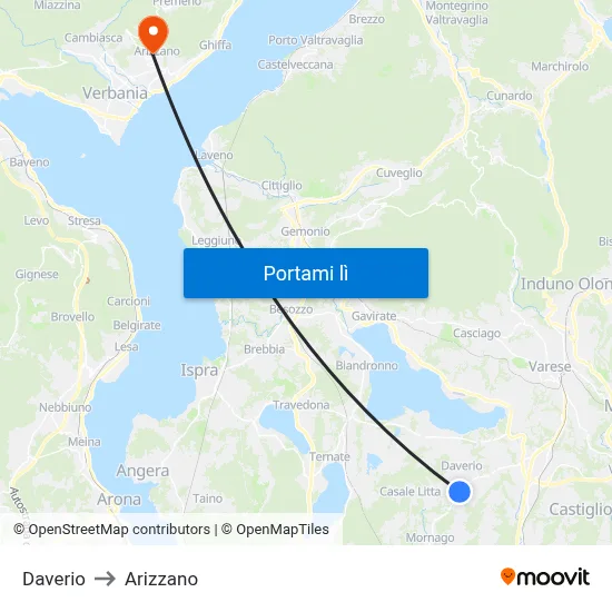 Daverio to Arizzano map