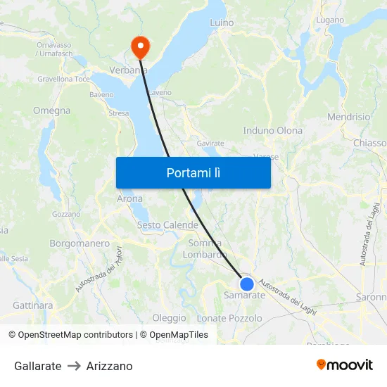 Gallarate to Arizzano map