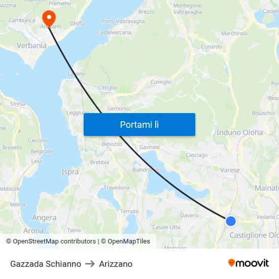 Gazzada Schianno to Arizzano map