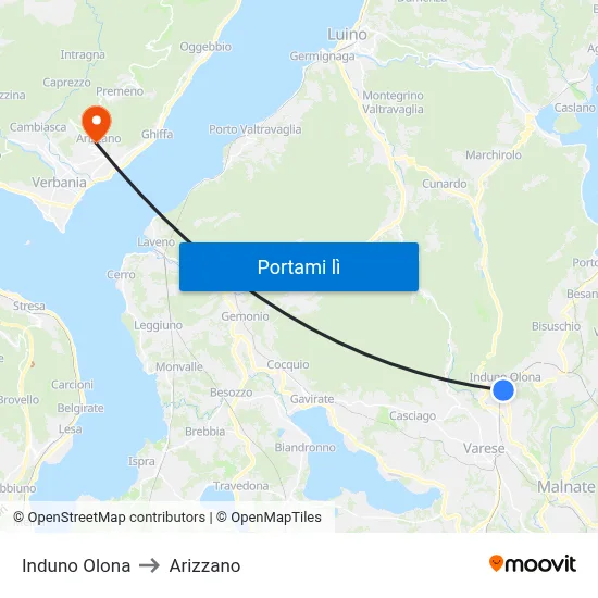 Induno Olona to Arizzano map
