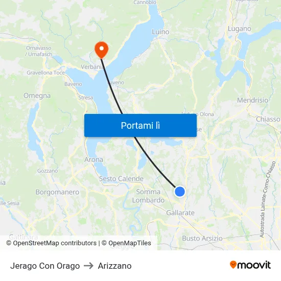 Jerago Con Orago to Arizzano map