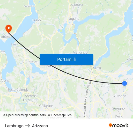 Lambrugo to Arizzano map