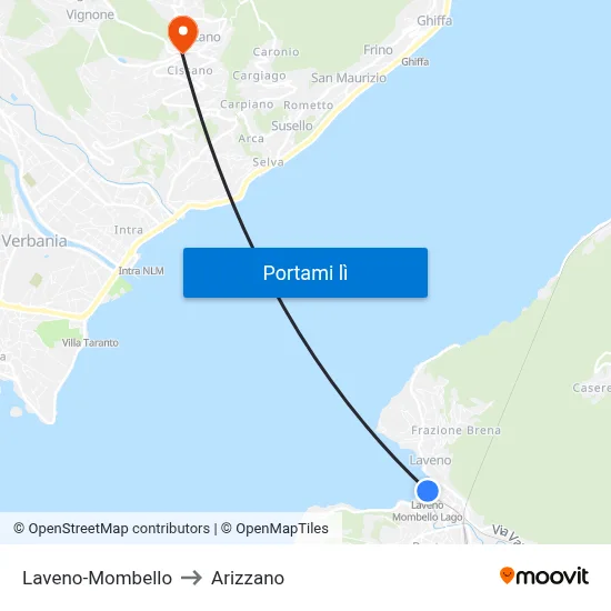Laveno-Mombello to Arizzano map