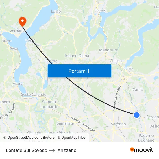 Lentate Sul Seveso to Arizzano map