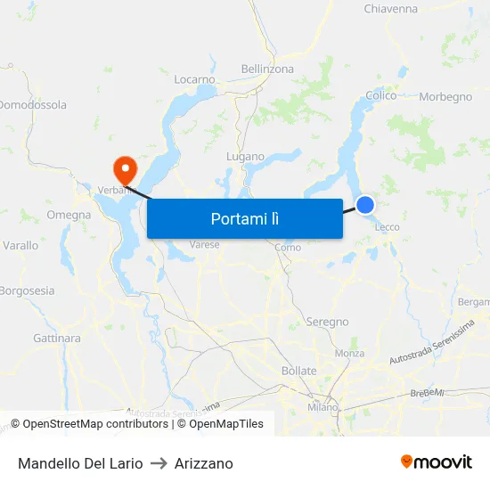 Mandello Del Lario to Arizzano map