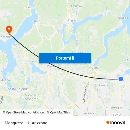Monguzzo to Arizzano map