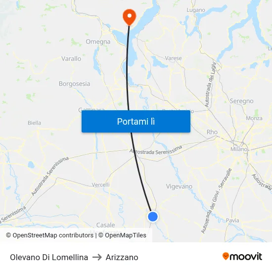 Olevano Di Lomellina to Arizzano map