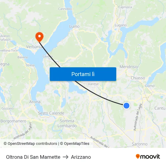Oltrona Di San Mamette to Arizzano map