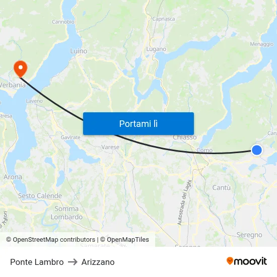 Ponte Lambro to Arizzano map