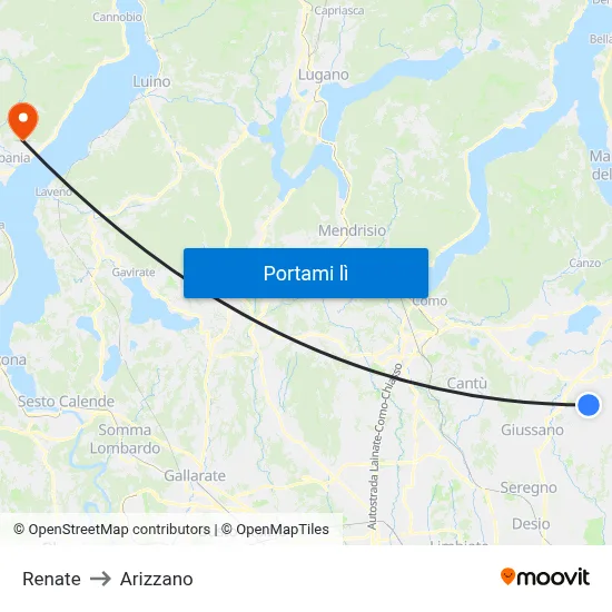Renate to Arizzano map
