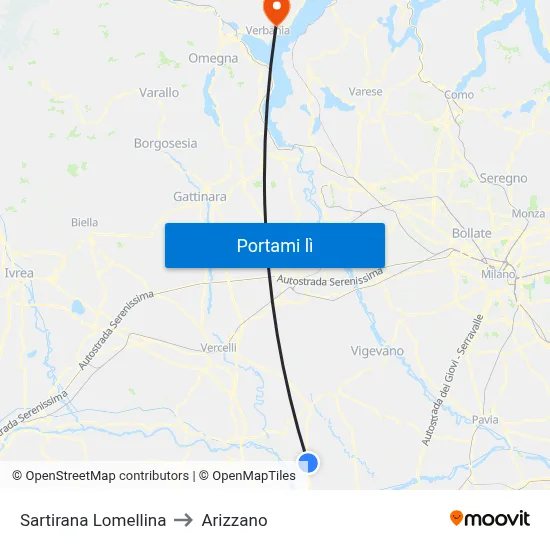 Sartirana Lomellina to Arizzano map