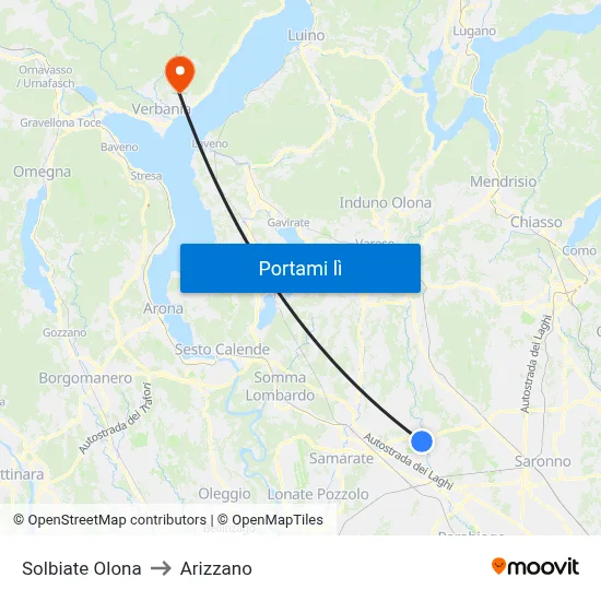 Solbiate Olona to Arizzano map