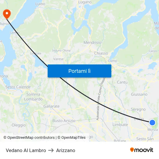 Vedano Al Lambro to Arizzano map
