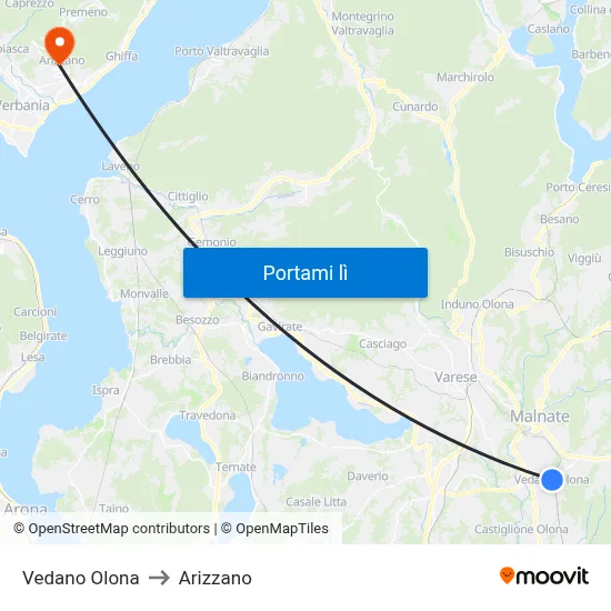 Vedano Olona to Arizzano map